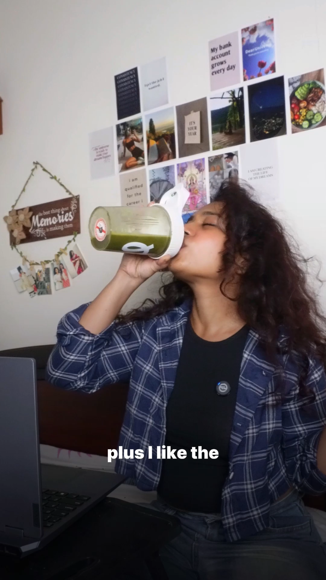Fresh green smoothie ready to drink